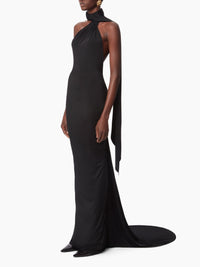 Robe drappée dos nu - Noir