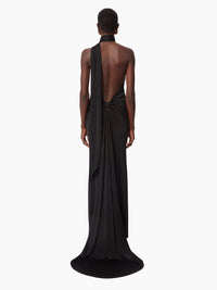 ROBE DRAPÉE À COL LICOU - Noir