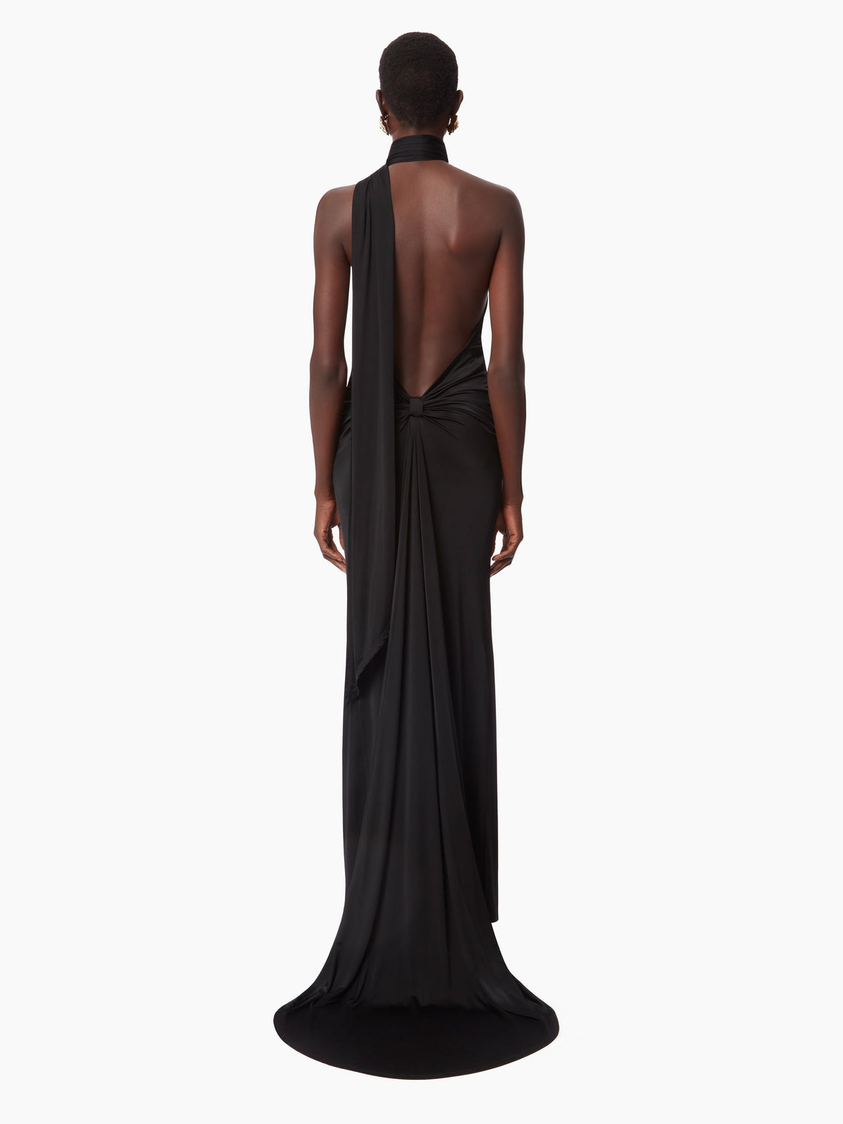 ROBE DRAPÉE À COL LICOU - Noir