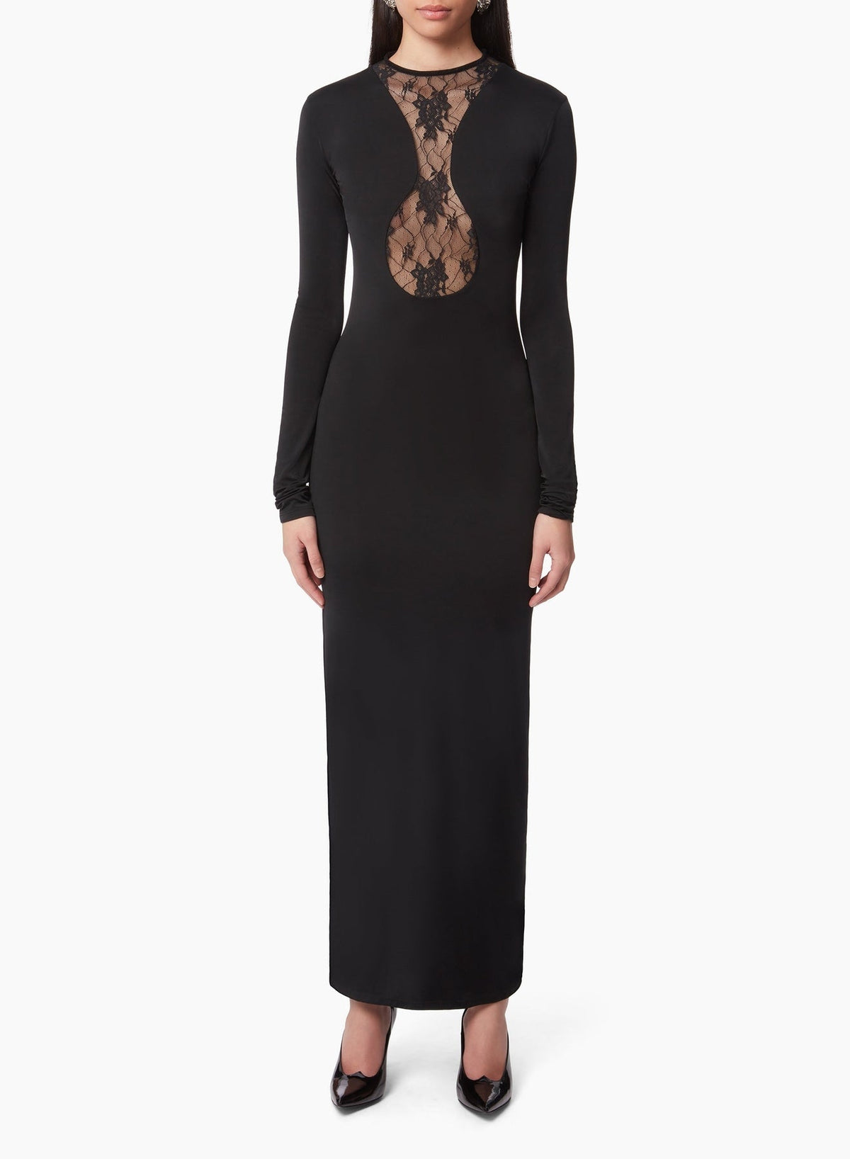ROBE LONGUE AVEC INSERTS EN DENTELLE