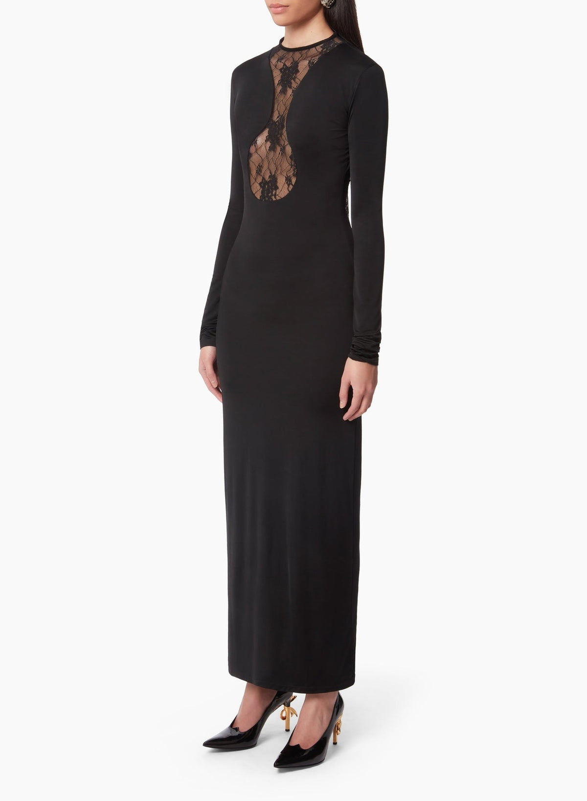 ROBE LONGUE AVEC INSERTS EN DENTELLE