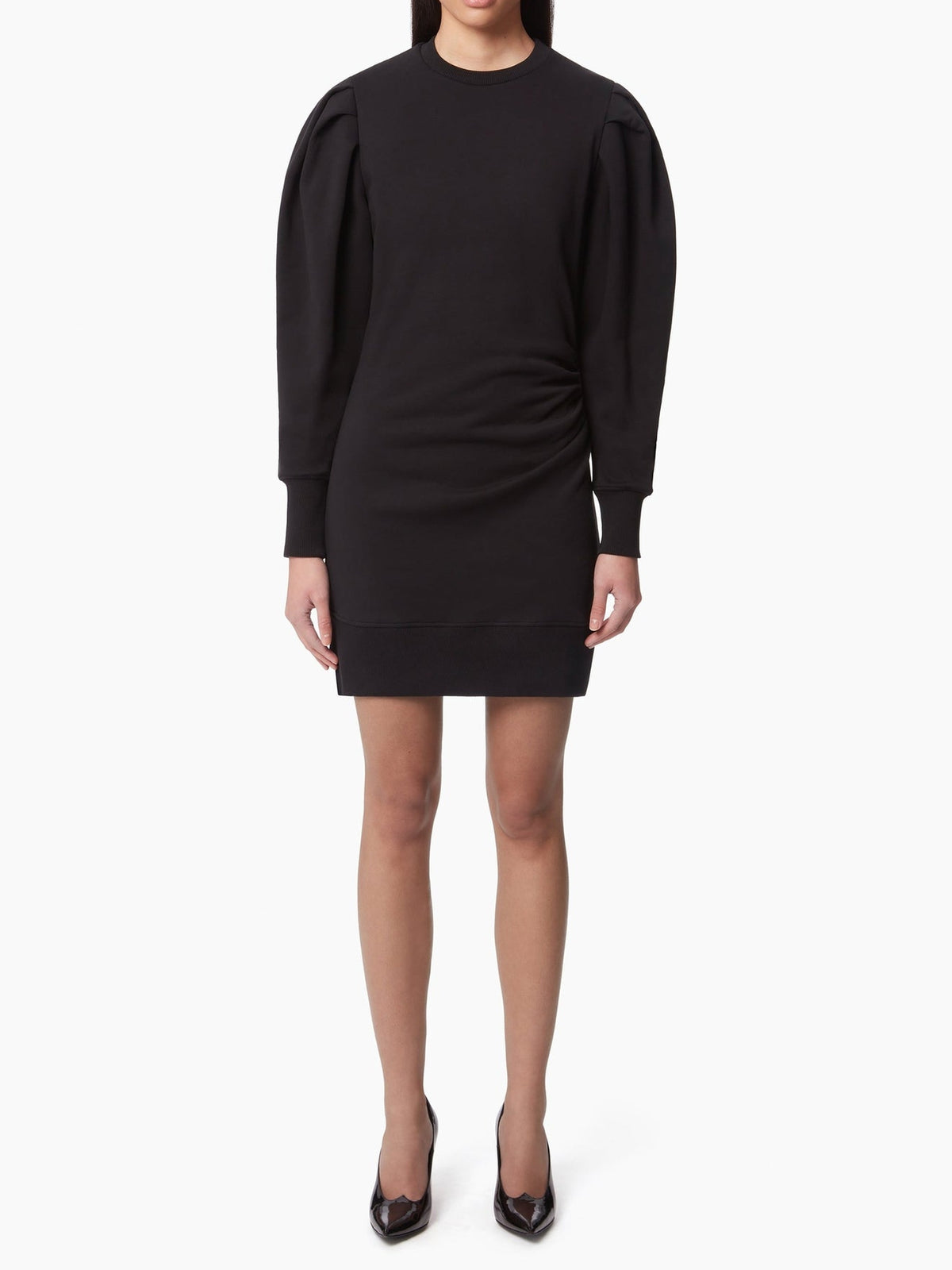 ROBE PULL À MANCHES FRONCÉES - Noir