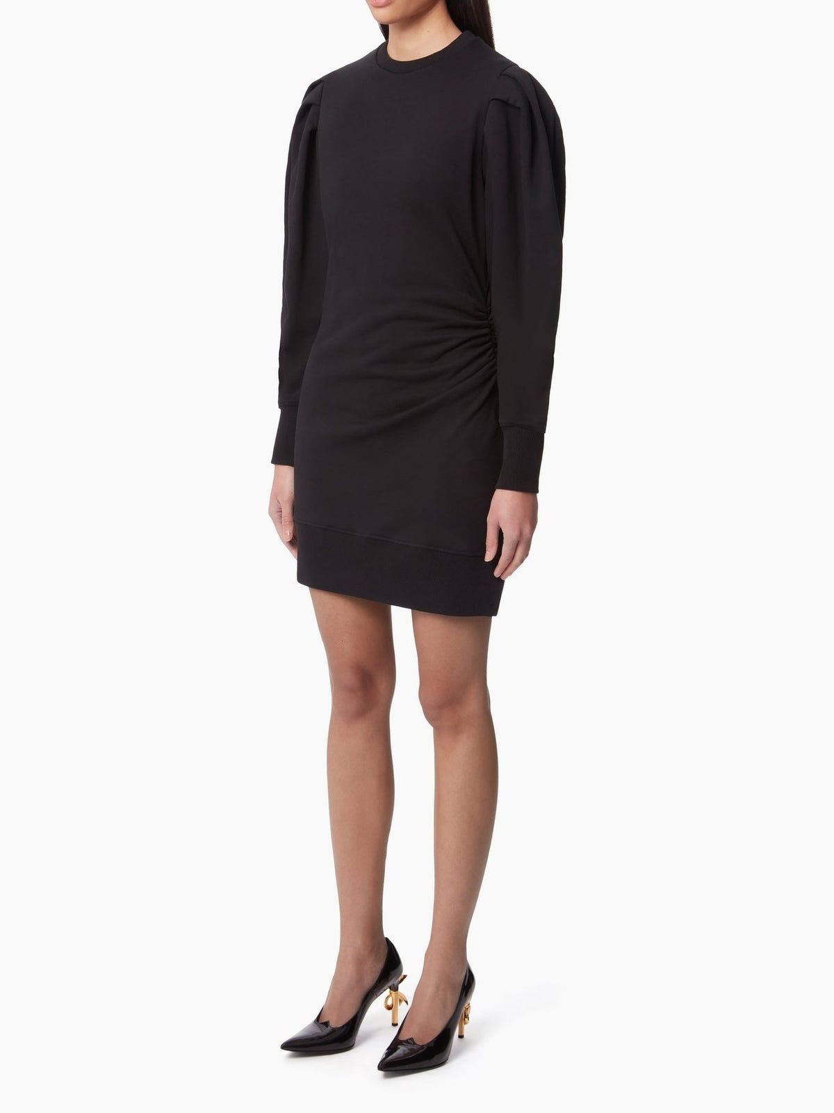 ROBE PULL À MANCHES FRONCÉES - Noir