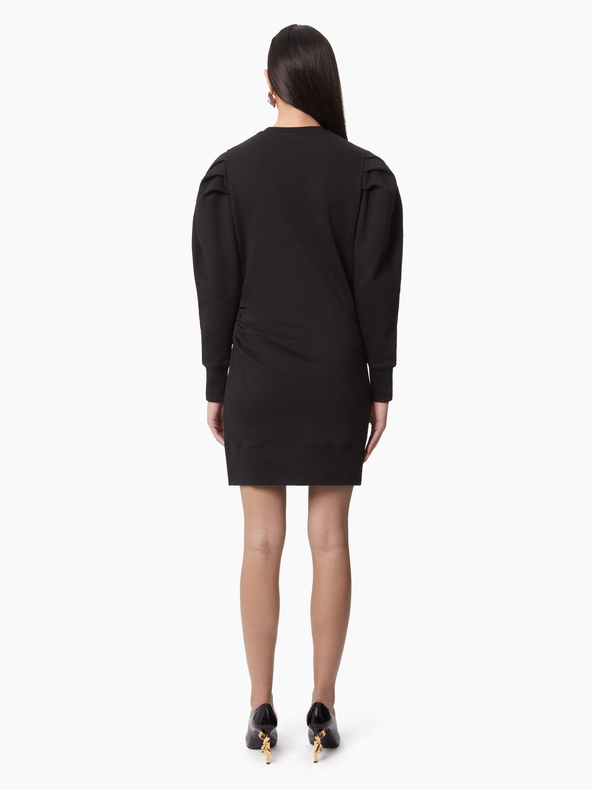 ROBE PULL À MANCHES FRONCÉES - Noir