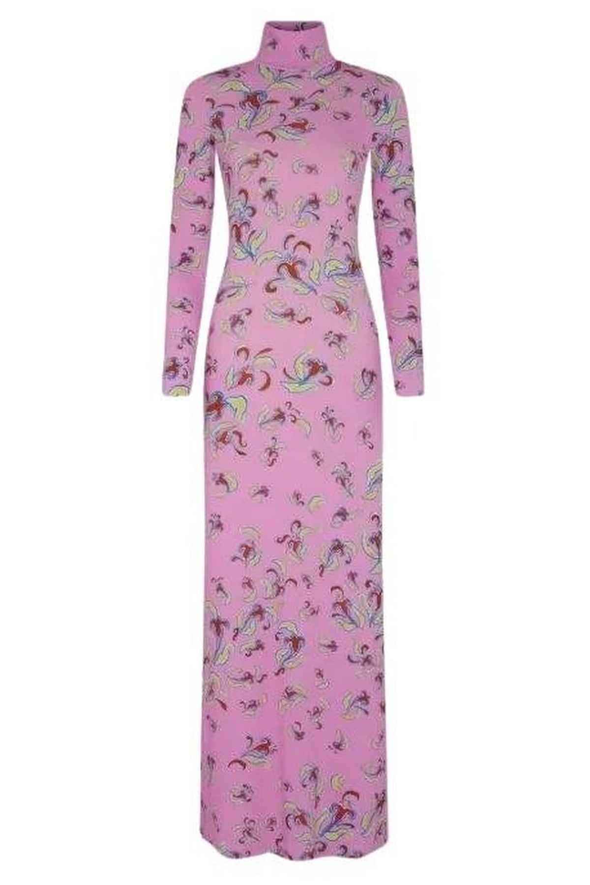 Robe colonne longue et manches longues - Pink & Red & Yellow