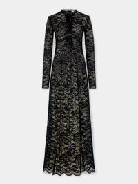 Black long dress in lace