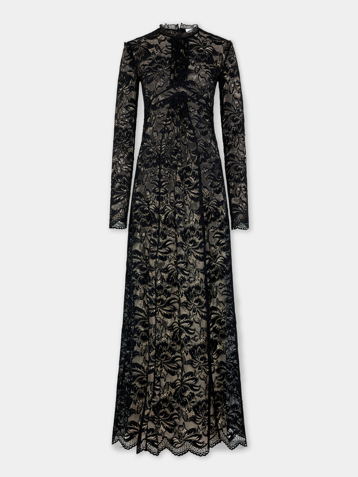 Black long dress in lace