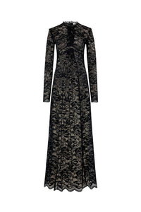 Black long dress in lace