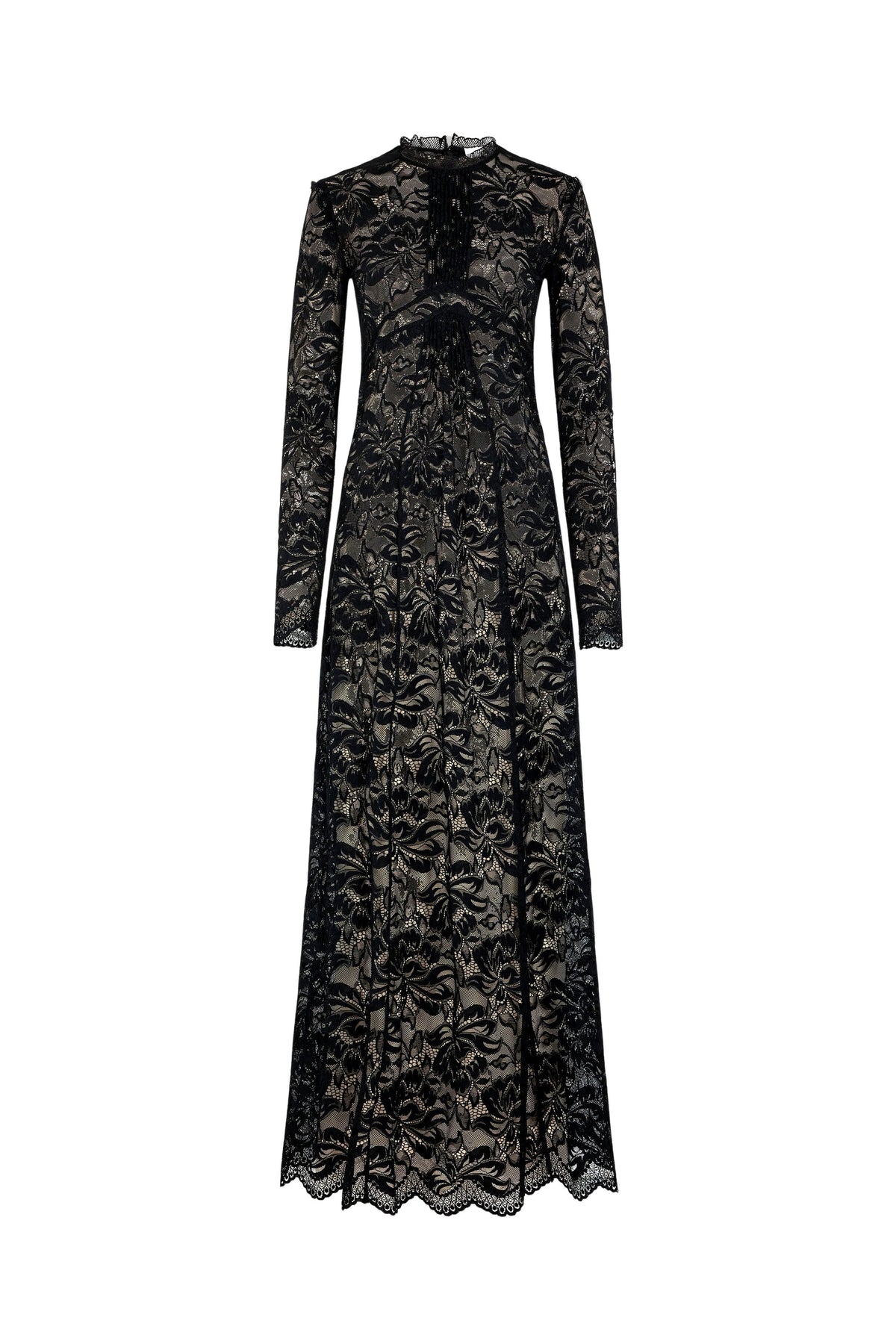 Black long dress in lace