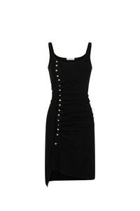 Robe courte drapée à boutons - Black