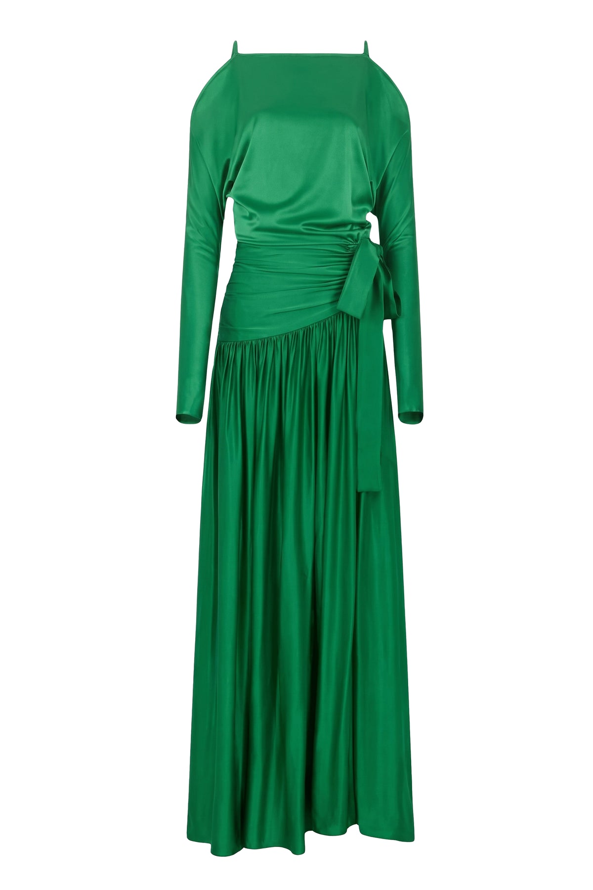 Long-sleeved maxi dress - Emerald green