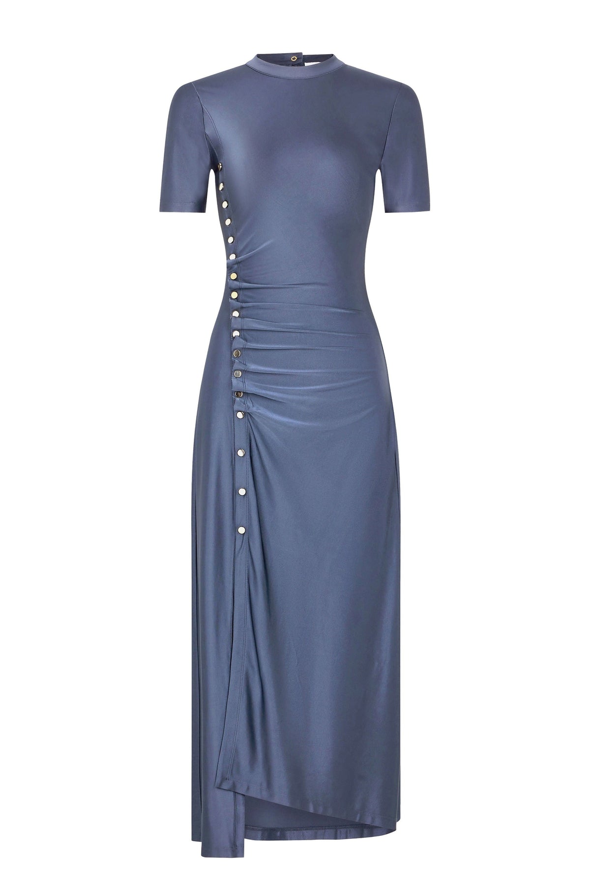 Robe manches courtes drape pression - Ardoise