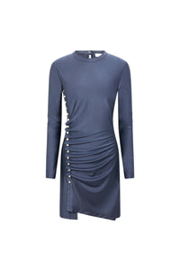 GREY SHORT GATHERED DRESS IN JERSEY