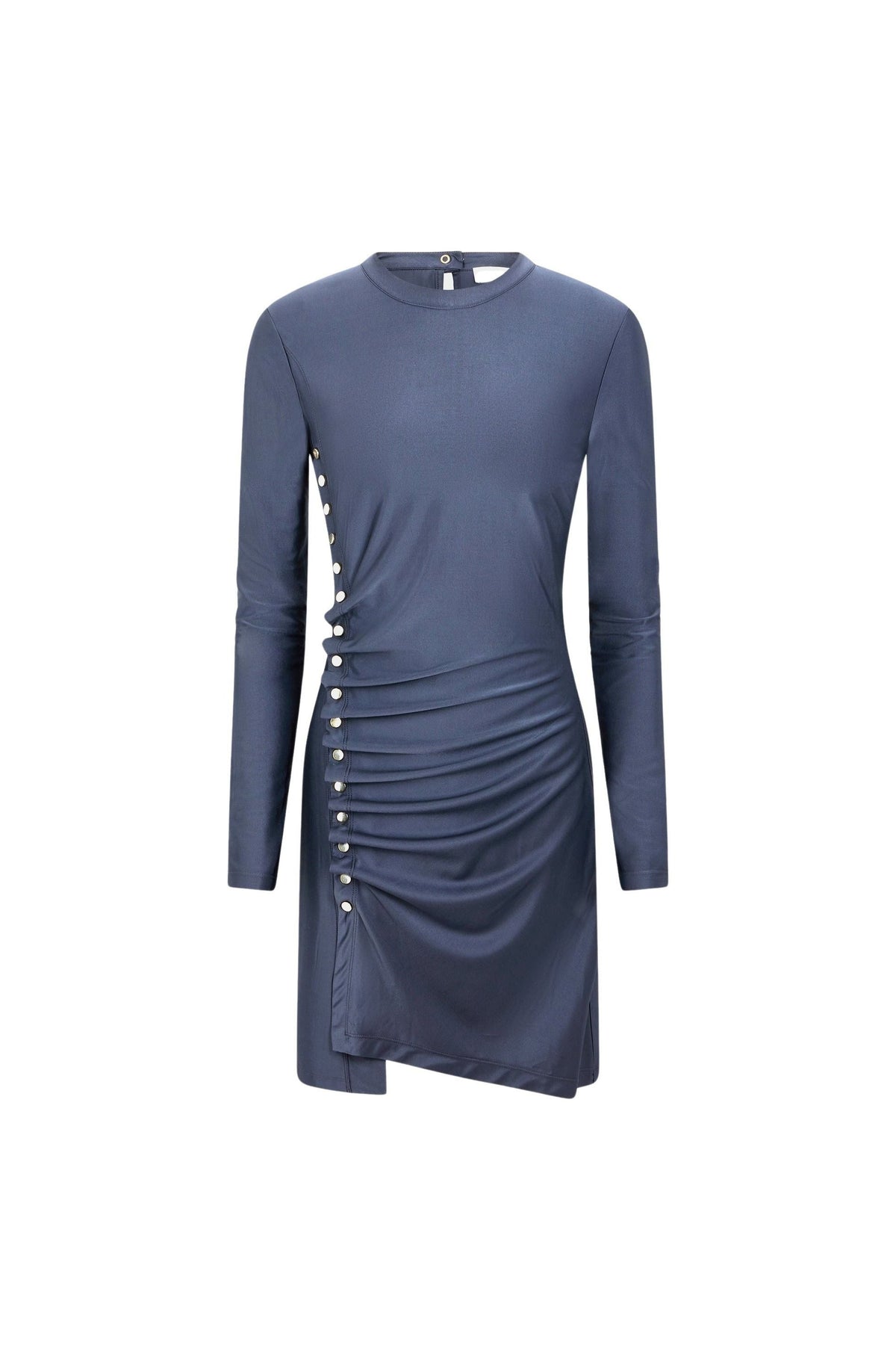 GREY SHORT GATHERED DRESS IN JERSEY