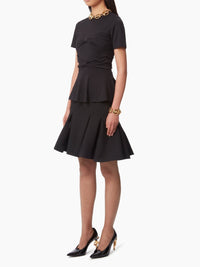 JUPE MIDI PEPLUM EN LAINE - Noir
