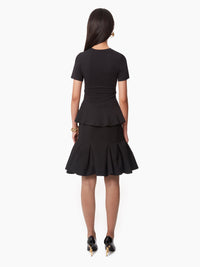 JUPE MIDI PEPLUM EN LAINE
