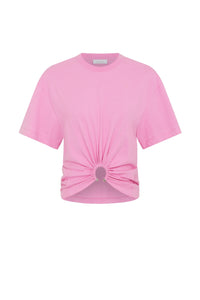 T-shirt court avec piercing en jersey - Pink
