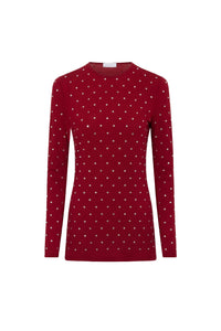 T-shirt à manches longues avec strass - Scarlet Red