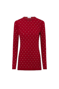 T-shirt à manches longues avec strass - Scarlet Red