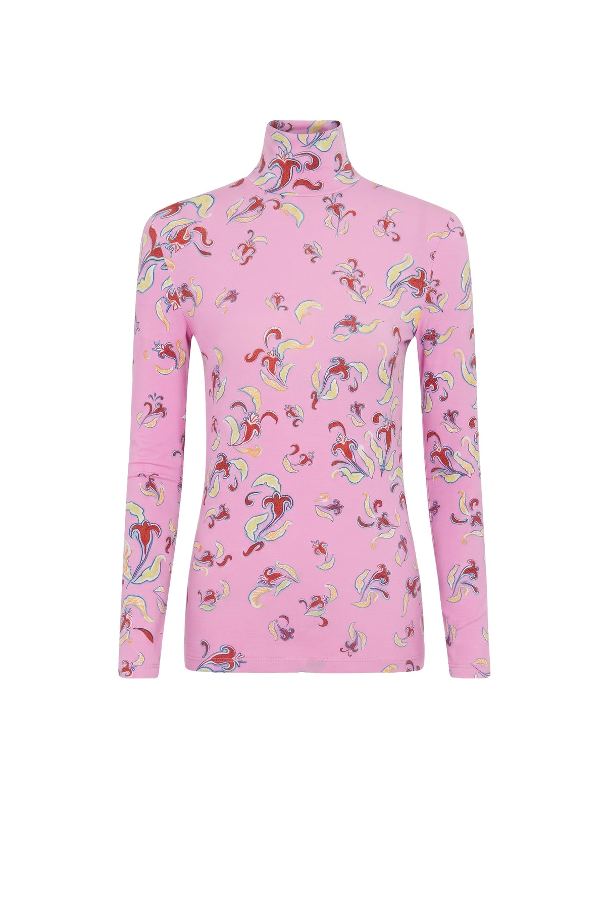 Pull à col roulé et motifs - Pink & Red & Yellow