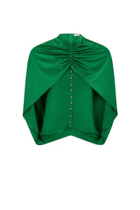 Top cape avec plis au col - Vert Emeraude