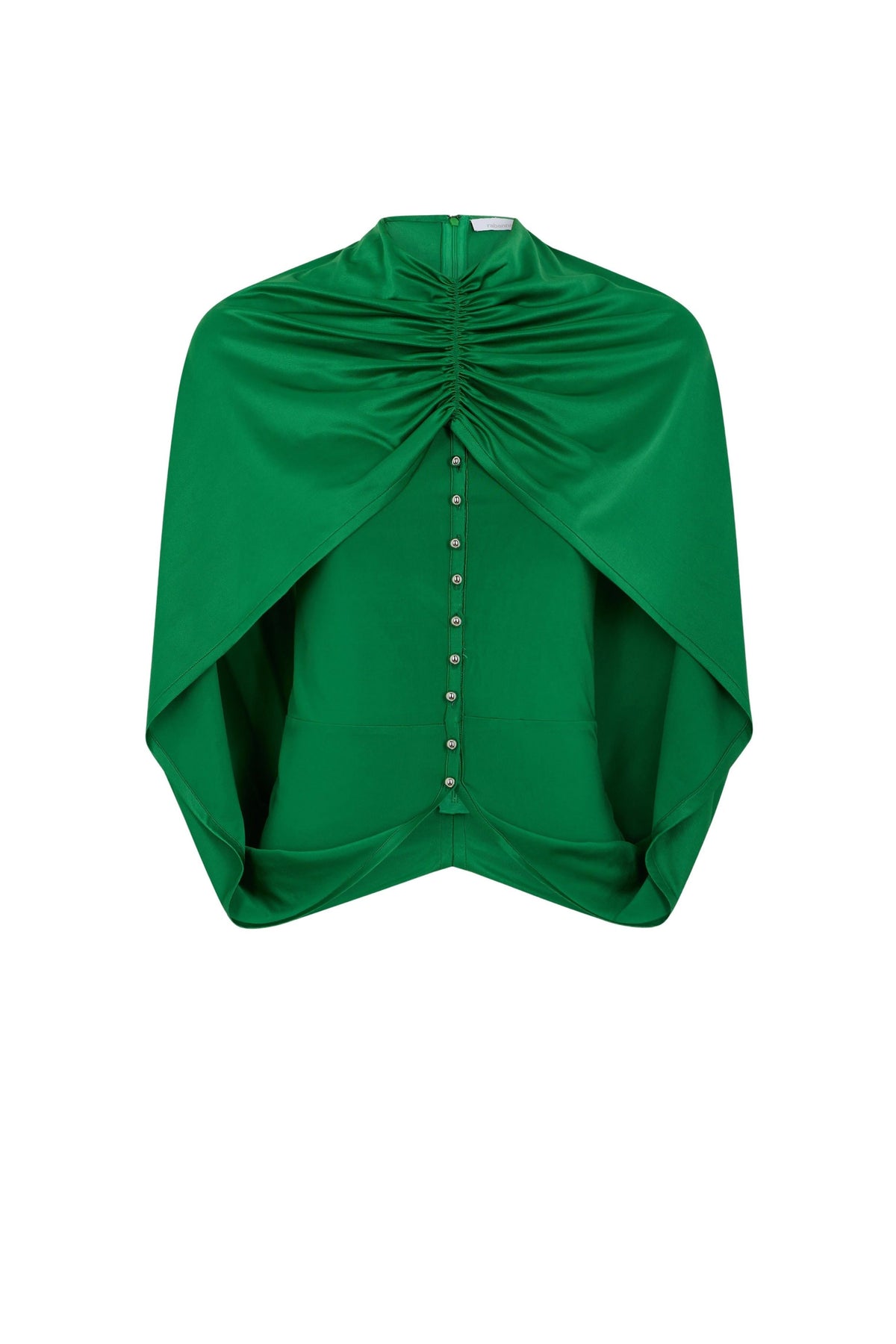 Top cape avec plis au col - Vert Emeraude