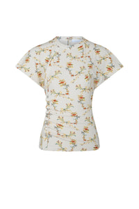 Top drapé et imprimé - Beige & Red & Green