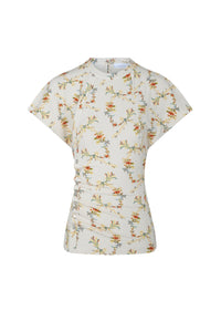 Blouse drapée et imprimée fleur - Beige & Red & Green