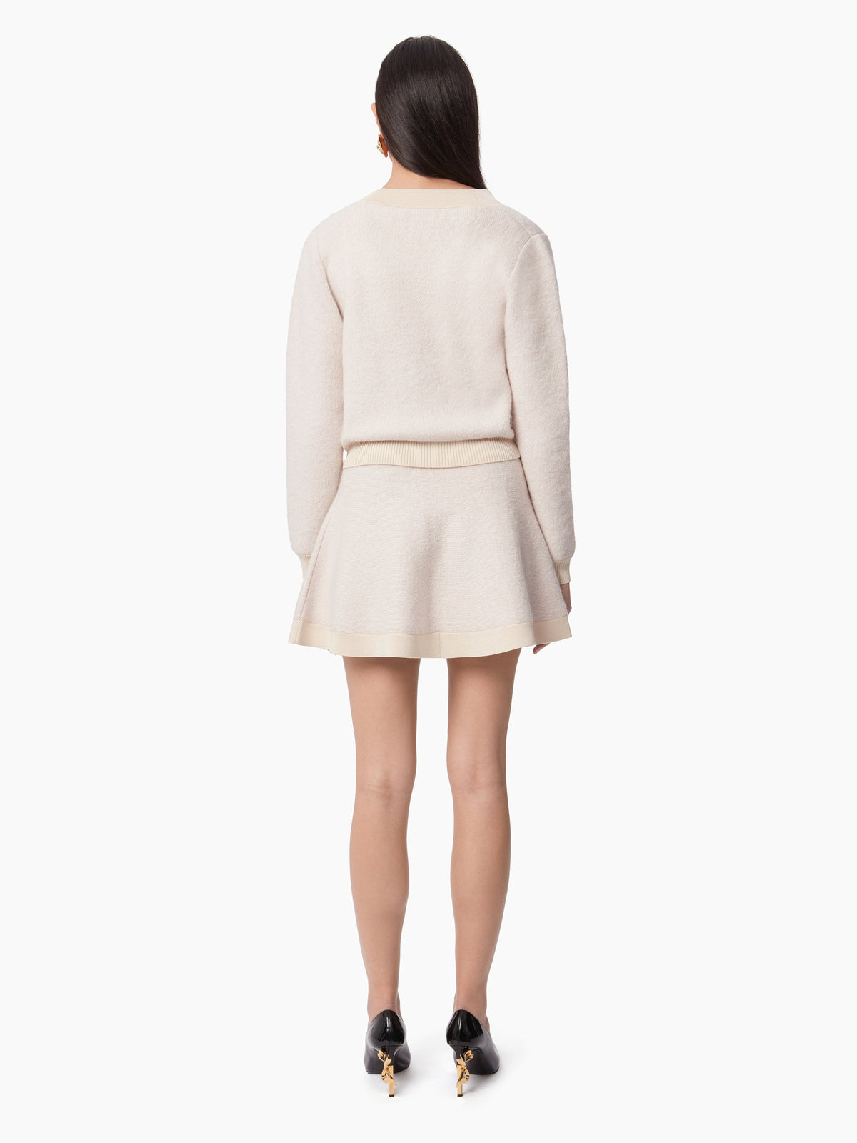 MINI-JUPE ÉVASÉE EN MOHAIR - Beige