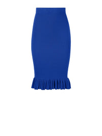 JUPE MIDI AVEC PÉPLUME À VOLANTS - Bleu