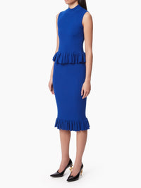 JUPE MIDI AVEC PÉPLUME À VOLANTS - Bleu