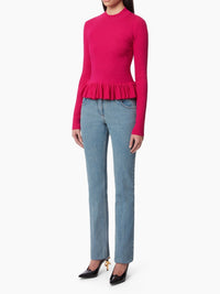 PULL AVEC UN PEPLUM À VOLANTS - Rose