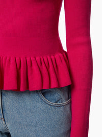 PULL AVEC UN PEPLUM À VOLANTS - Rose
