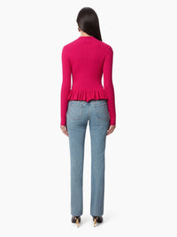 PULL AVEC UN PEPLUM À VOLANTS - Rose