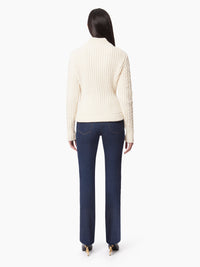 PULL À COL ROULÉ EN LAINE TORSADÉE - Beige