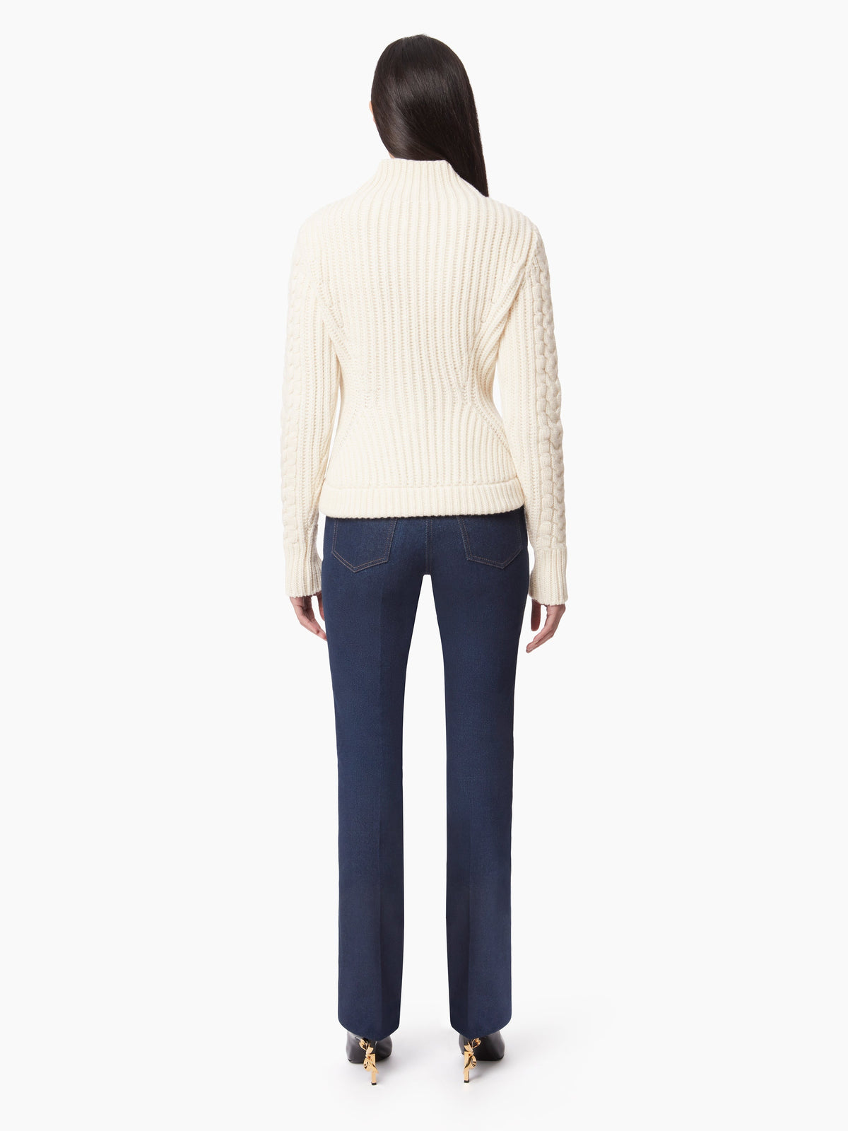 PULL À COL ROULÉ EN LAINE TORSADÉE - Beige