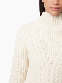 PULL À COL ROULÉ EN LAINE TORSADÉE - Beige