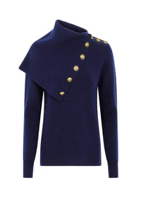 Pull boutonné en laine - Navy