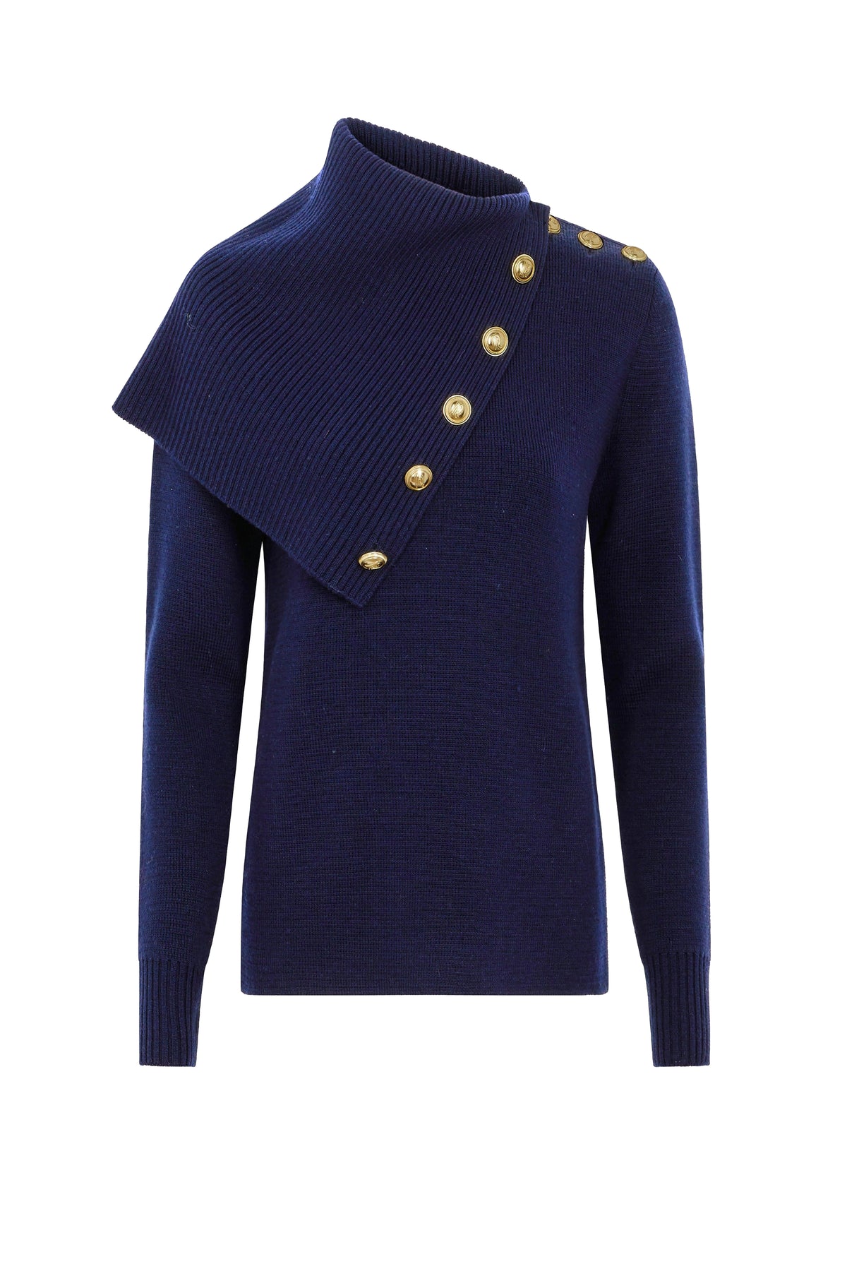 Pull boutonné en laine - Navy