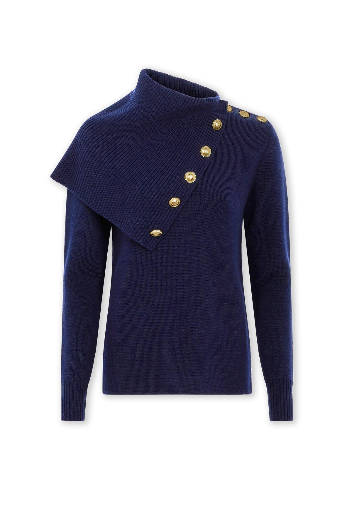 Pull boutonné en laine - Navy