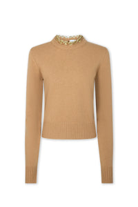Pull à chaine en laine - Camel