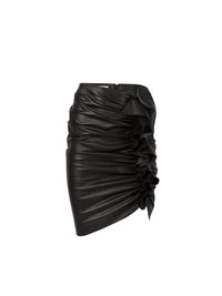 JUPE DRAPÉE EN CUIR NAPPA - Noir