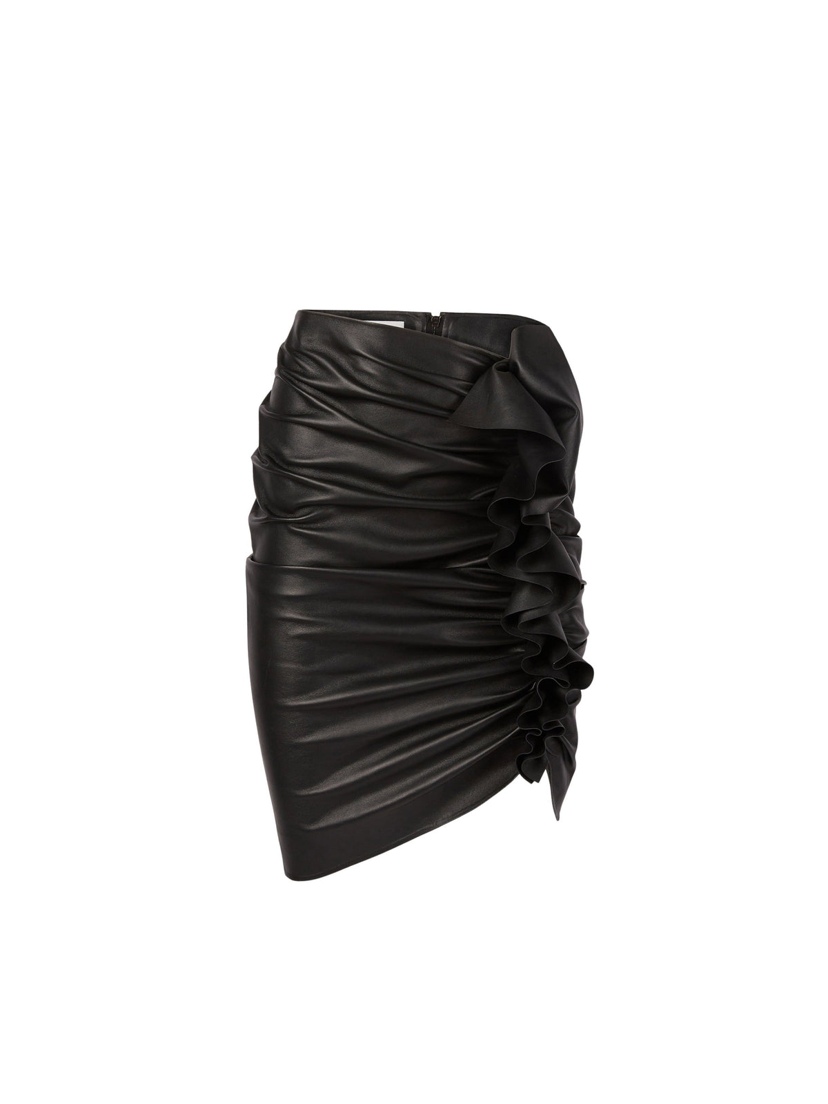 JUPE DRAPÉE EN CUIR NAPPA - Noir