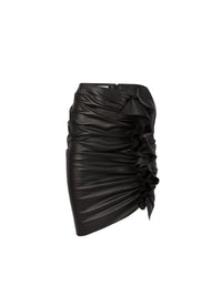 JUPE DRAPÉE EN CUIR NAPPA