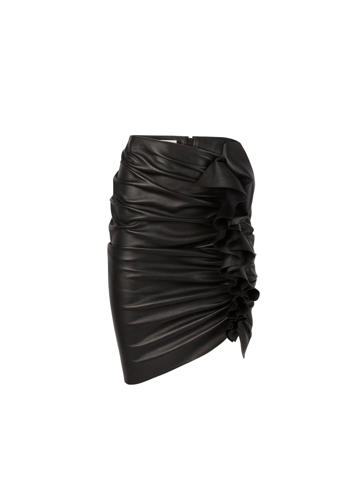 JUPE DRAPÉE EN CUIR NAPPA