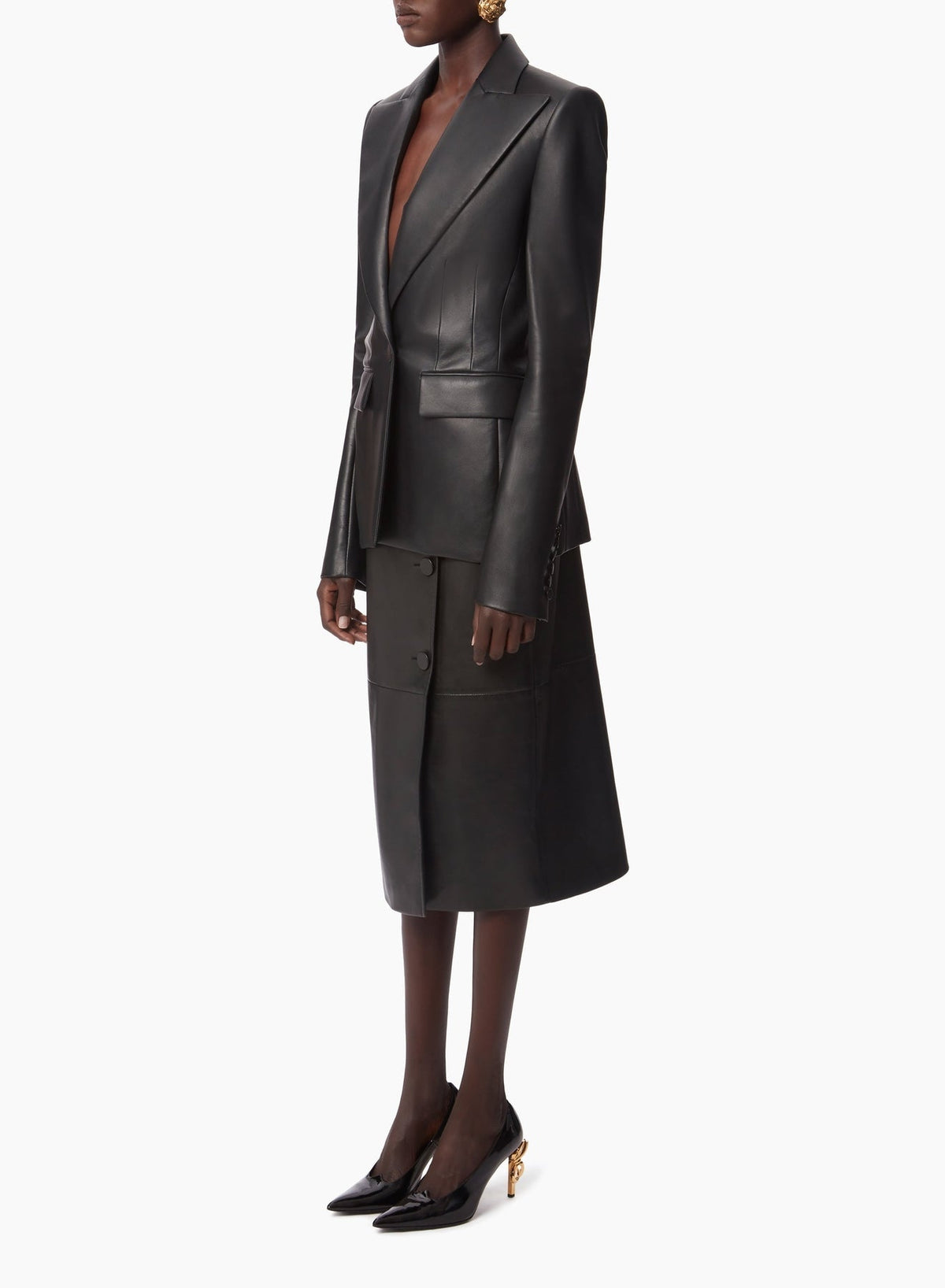 BLAZER EN CUIR À UN SEUL BOUTON