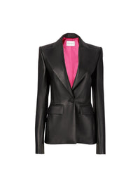 BLAZER EN CUIR À UN SEUL BOUTON - Noir