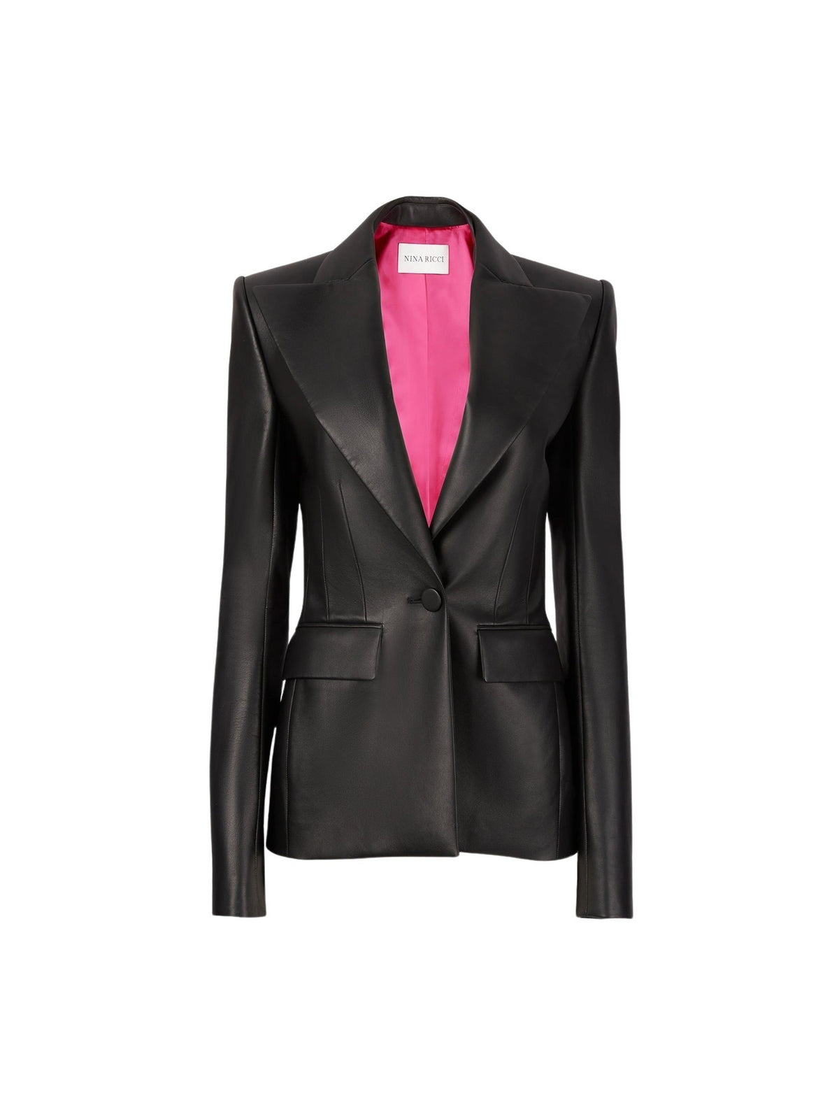 BLAZER EN CUIR À UN SEUL BOUTON - Noir