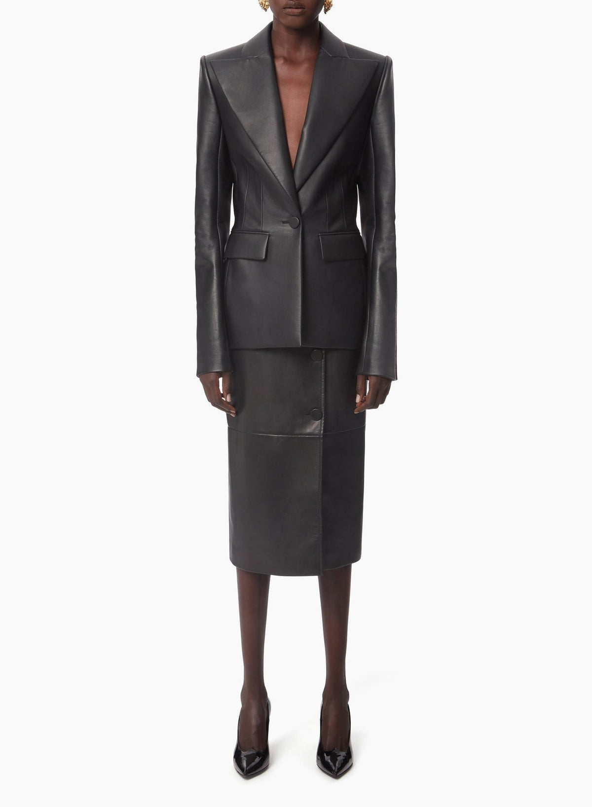 BLAZER EN CUIR À UN SEUL BOUTON