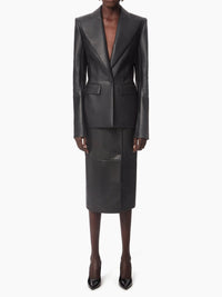 BLAZER EN CUIR À UN SEUL BOUTON - Noir
